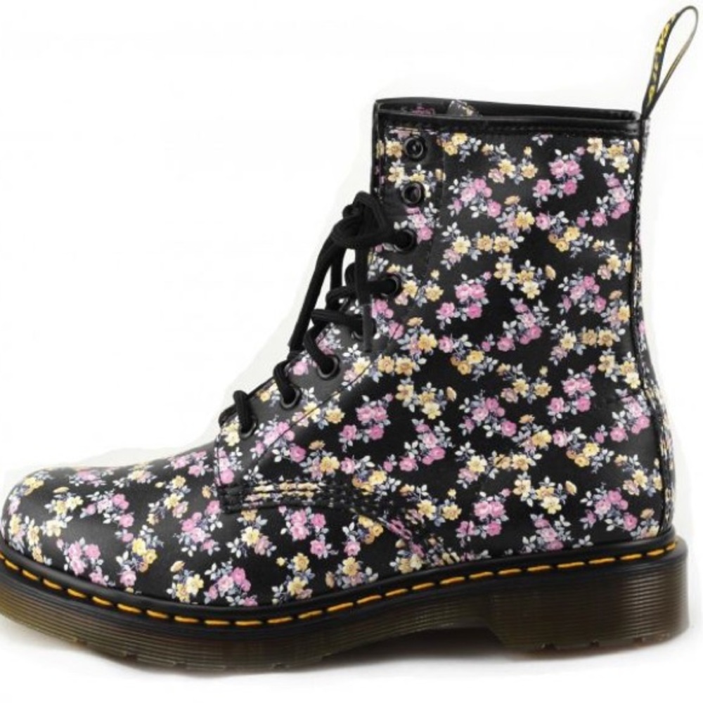 Dr. Martens Black Floral Air Wair Boots - Picture 3 of 15